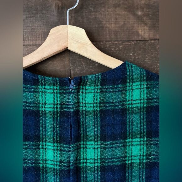 Vintage Wool Plaid V-Neck Lanz Original Midi Dress with Pockets - Picture 10 of 15